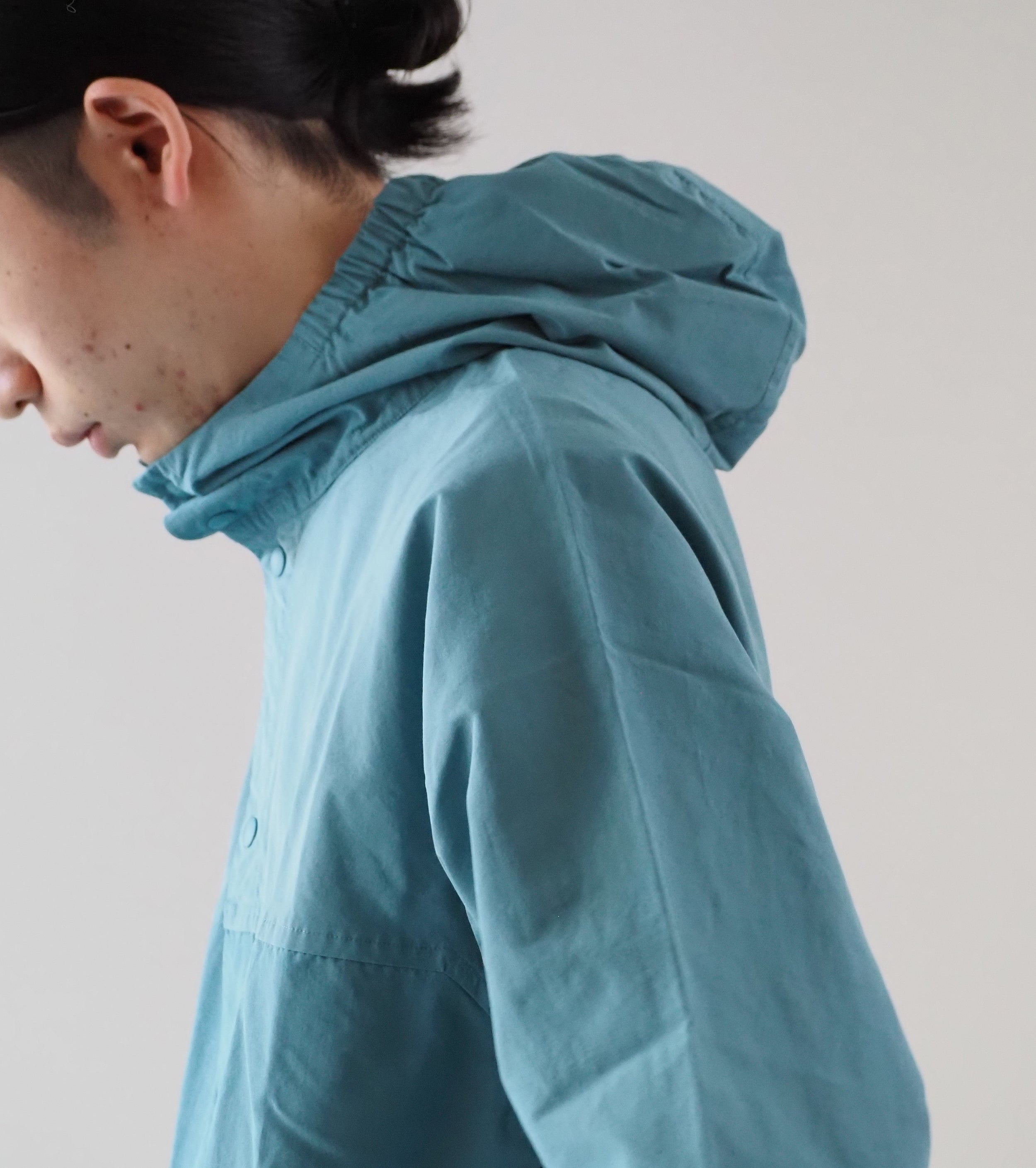 YAECA 60/40 クロス フード シャツ , Green – Navyblue