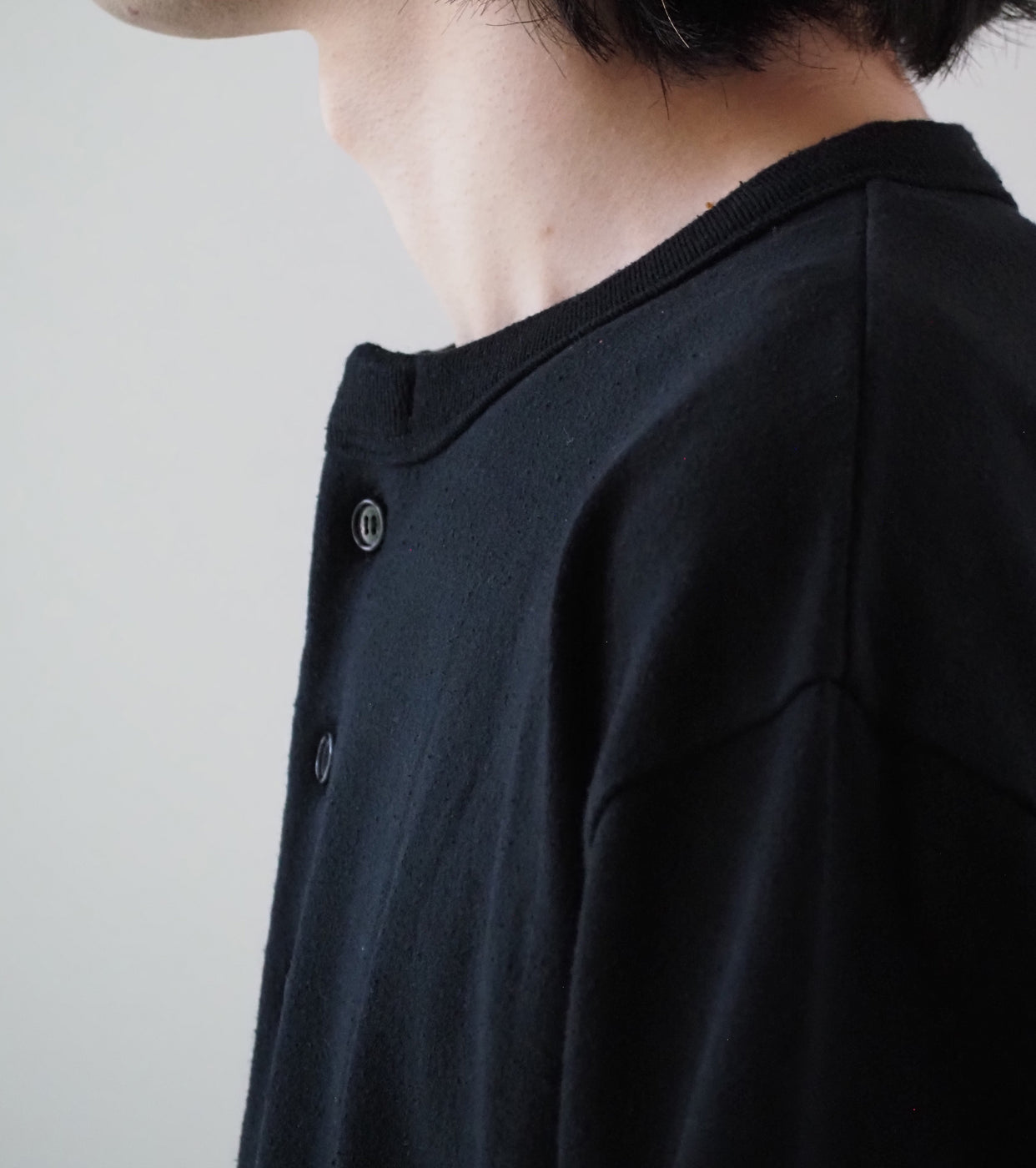 blurhms コットン シルク ネップ ベースボール ヘンリー , Black