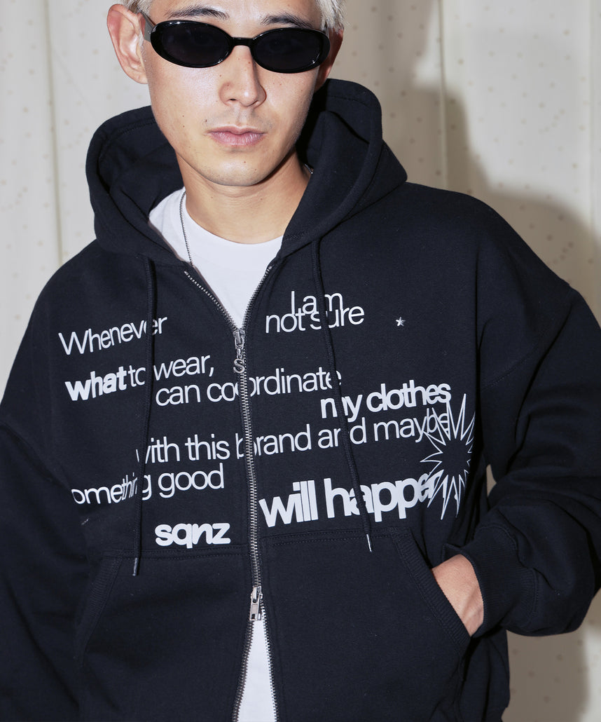 sqnz（エスキュンズ）sqnz eyelet zip pk / ジップパーカー 刺繍