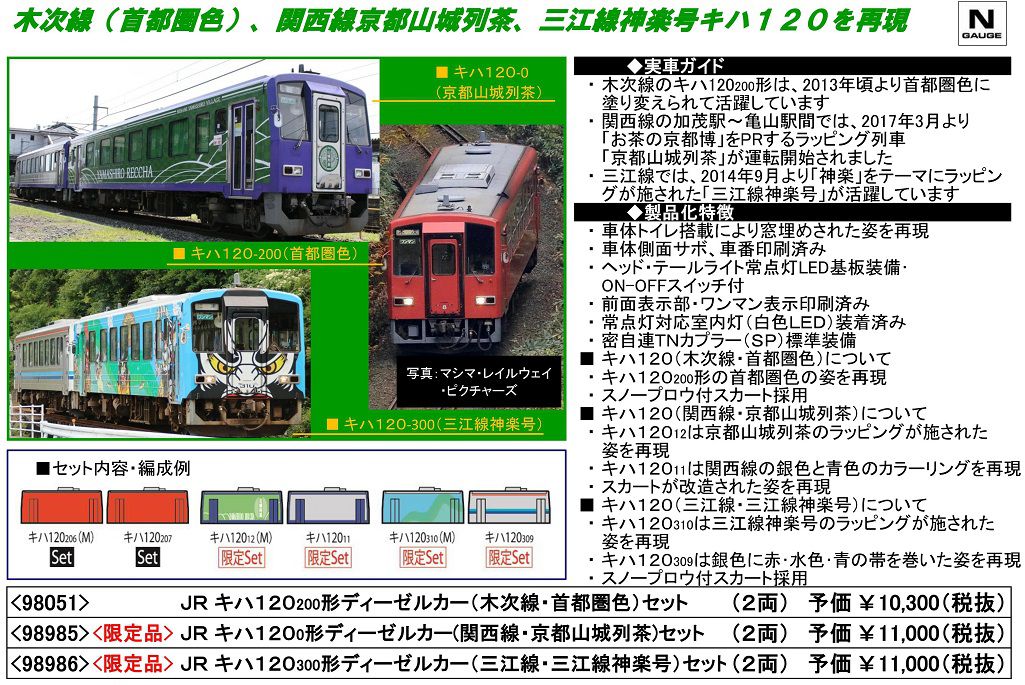 TOMIX】98051 JR キハ120-200形ディーゼルカー(木次線・首都圏色