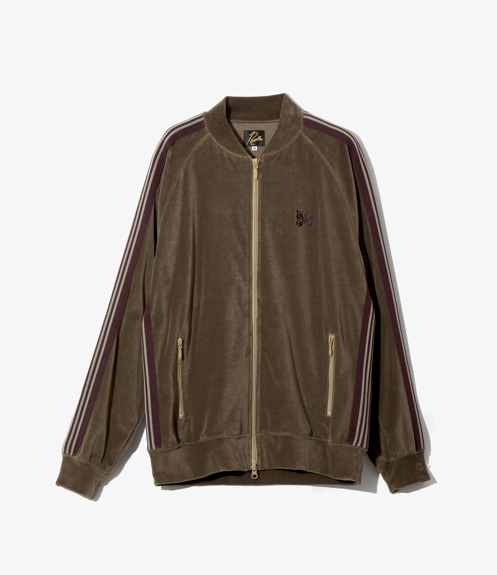 Rib Collar Track Jacket – Taupe Velour | Needles | Nepenthes London