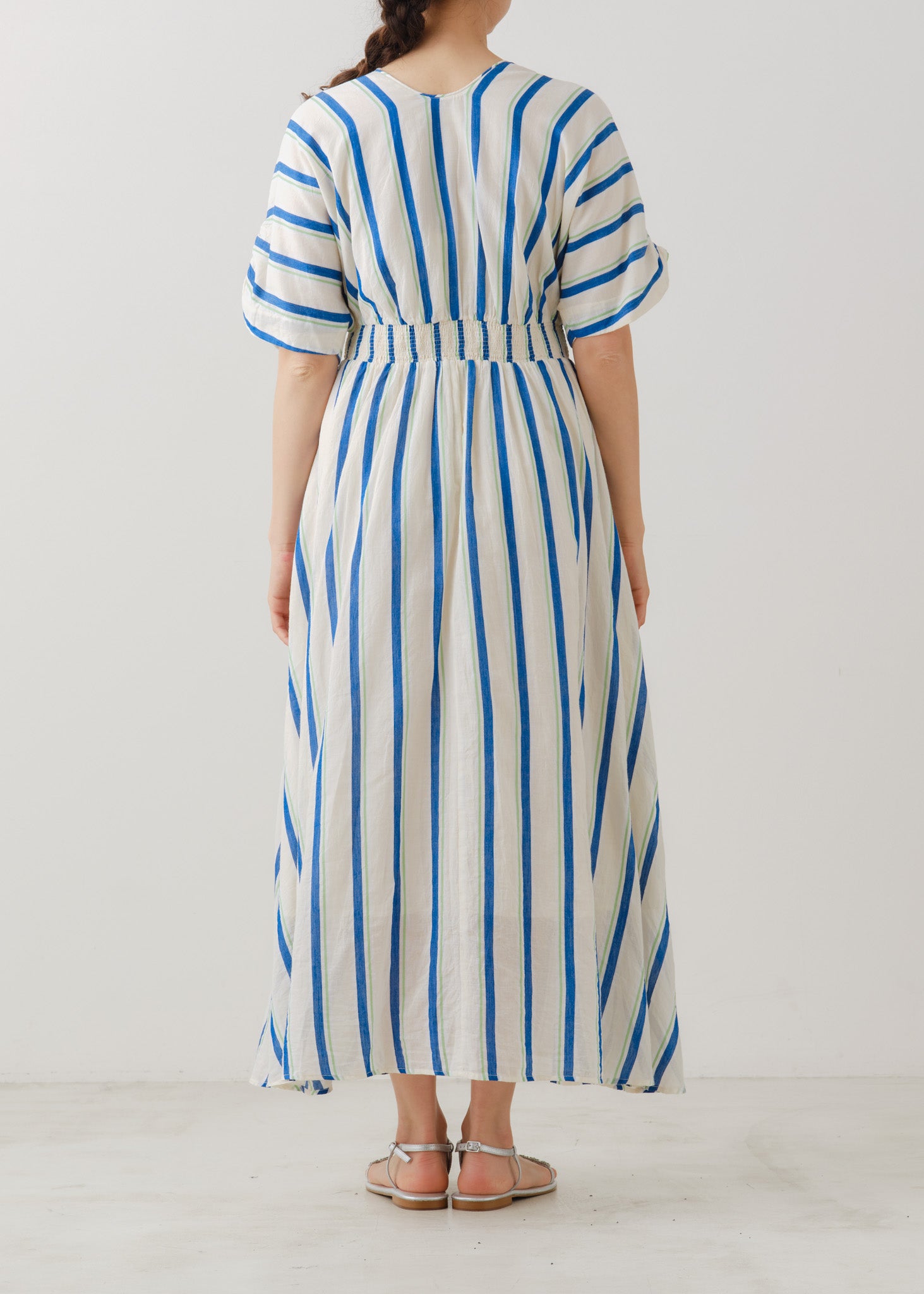 Cotton Voile Stripe Waist Gather Dress | Pasand by ne Quittez pas