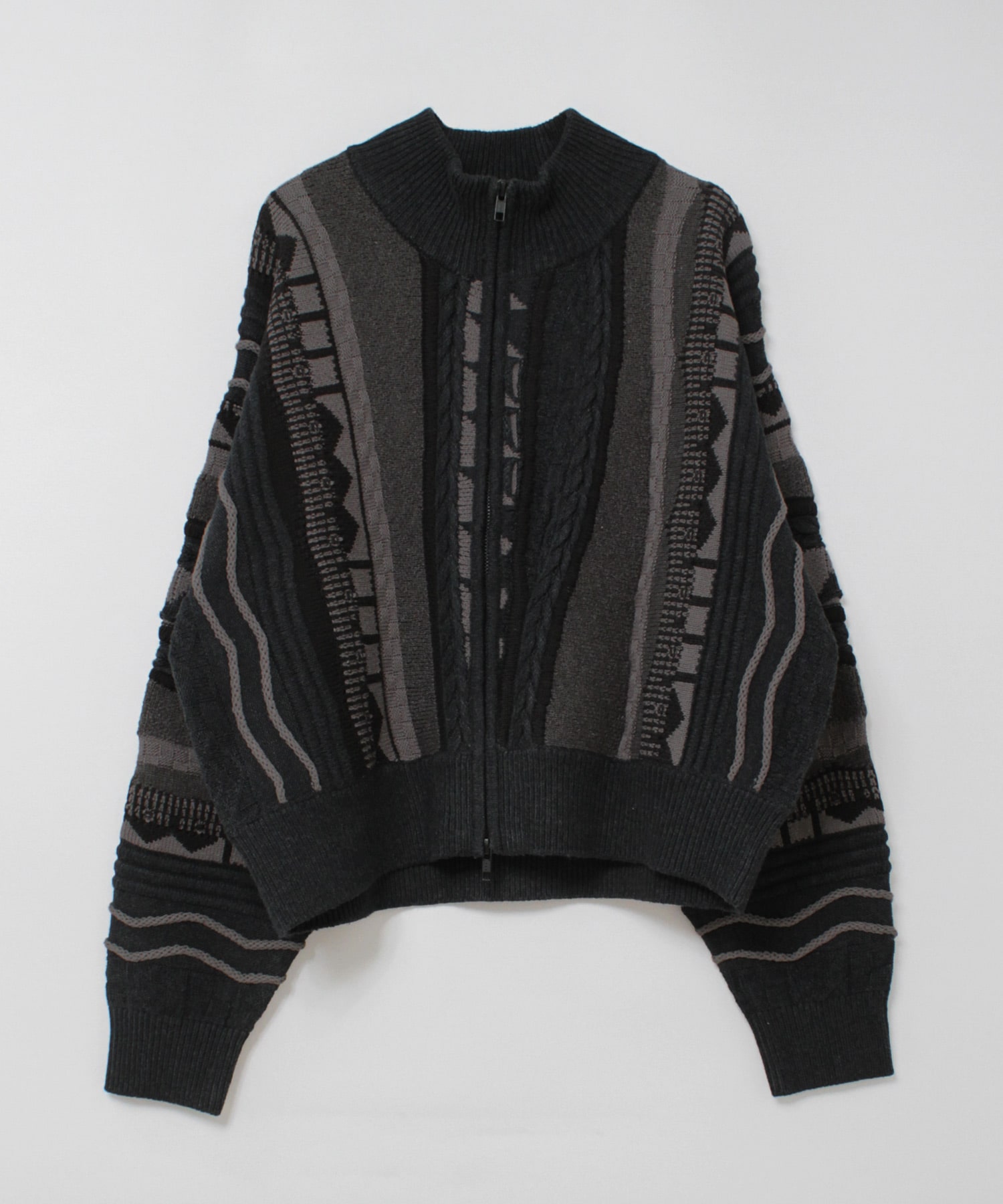 K2731 3DニットZIP UPカーデ(F ブラック): トップス - RNA ONLINE