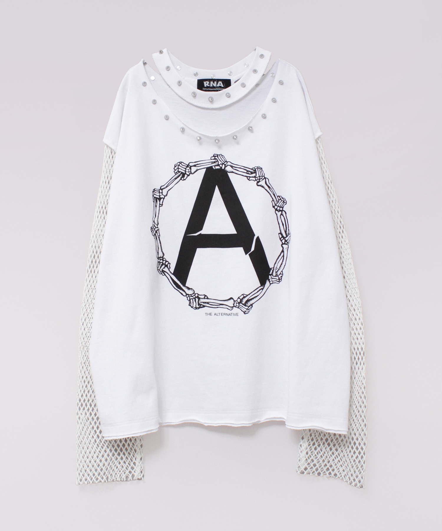 M2401 メッシュスリーブスタッズロンT(M ホワイト): トップス - RNA