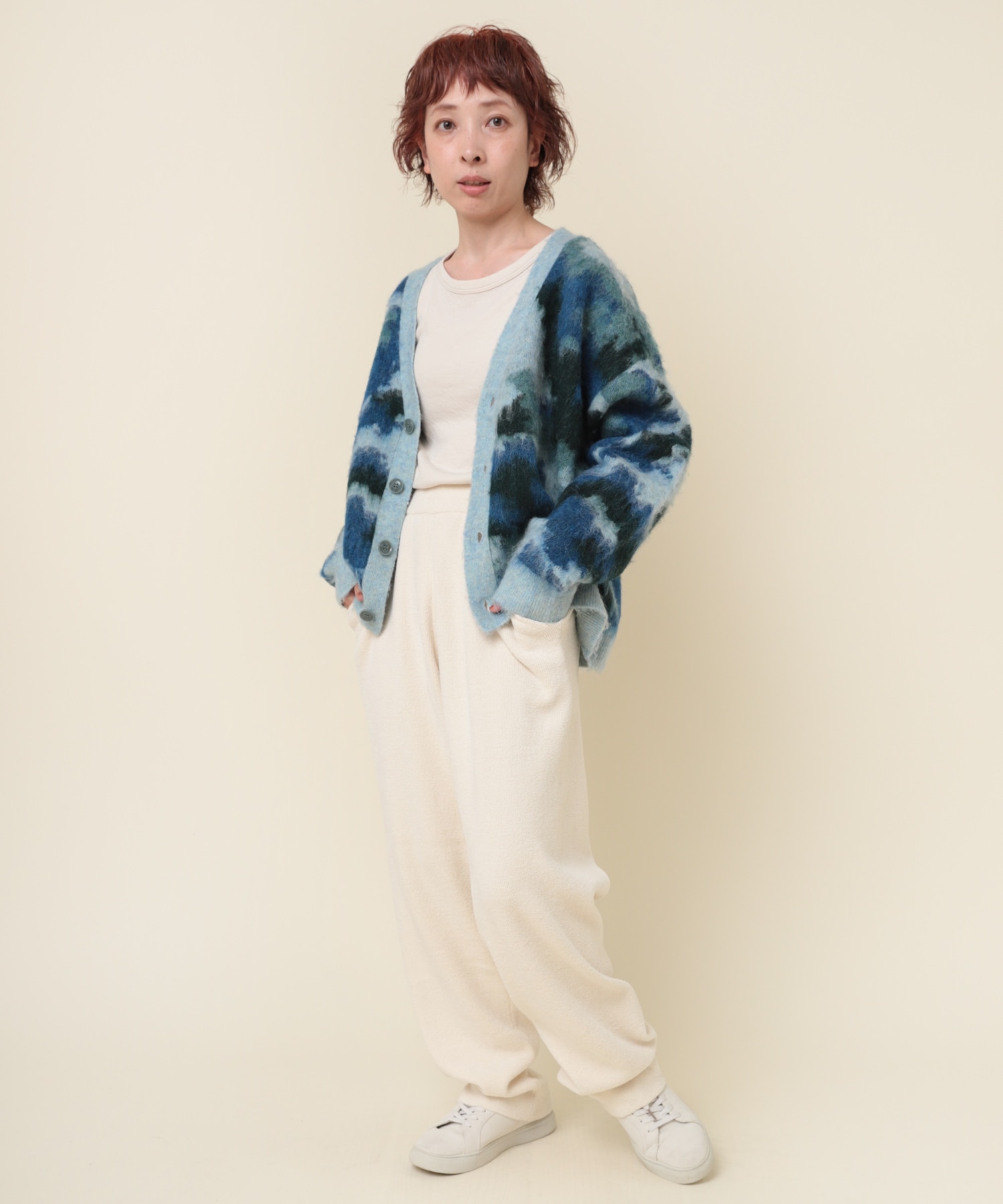 K2658 シャギージャカードカーディガン(M ブルー): トップス - RNA