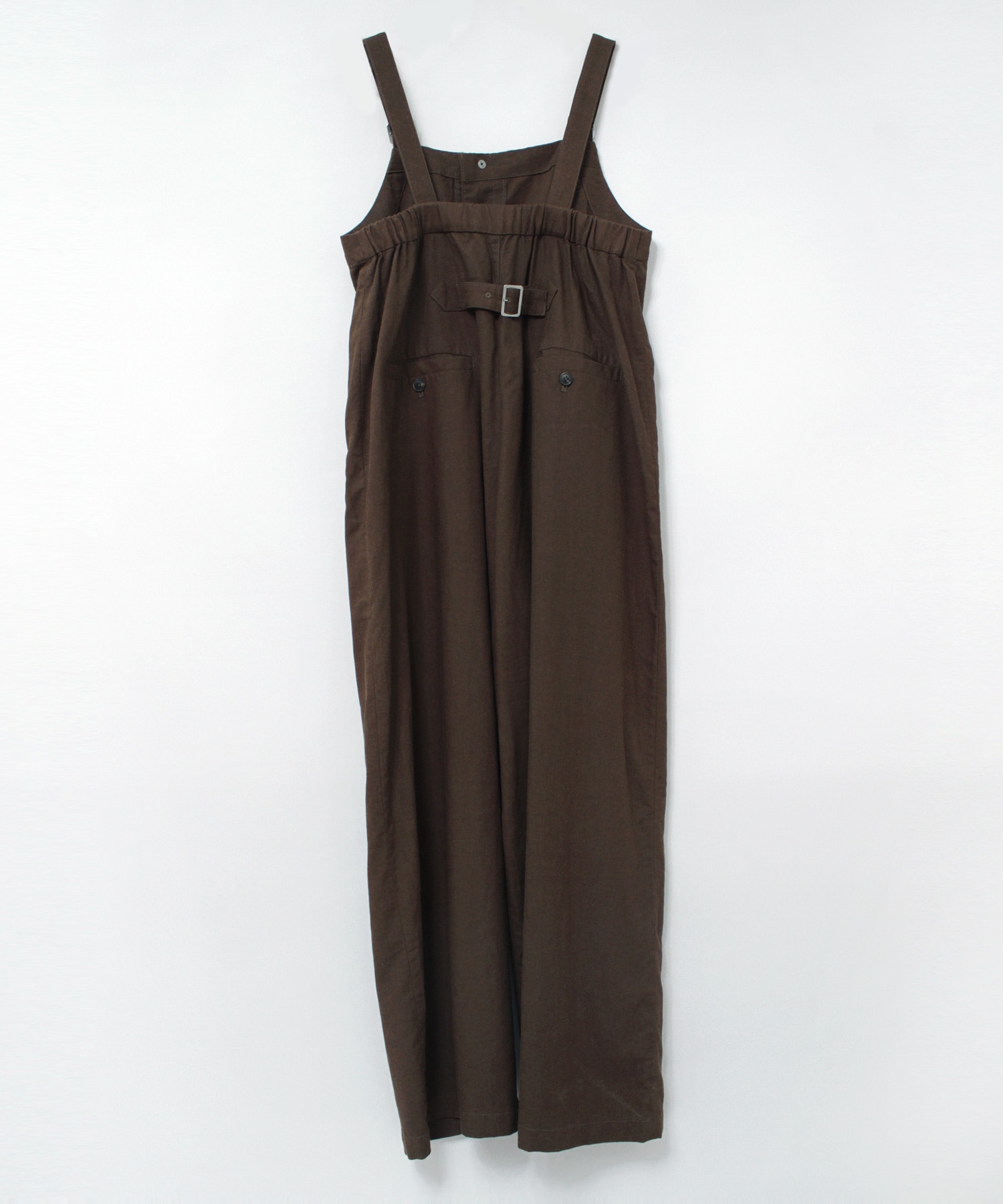 O0725 レーヨンリネンコットンオーバーオール(M ブラック