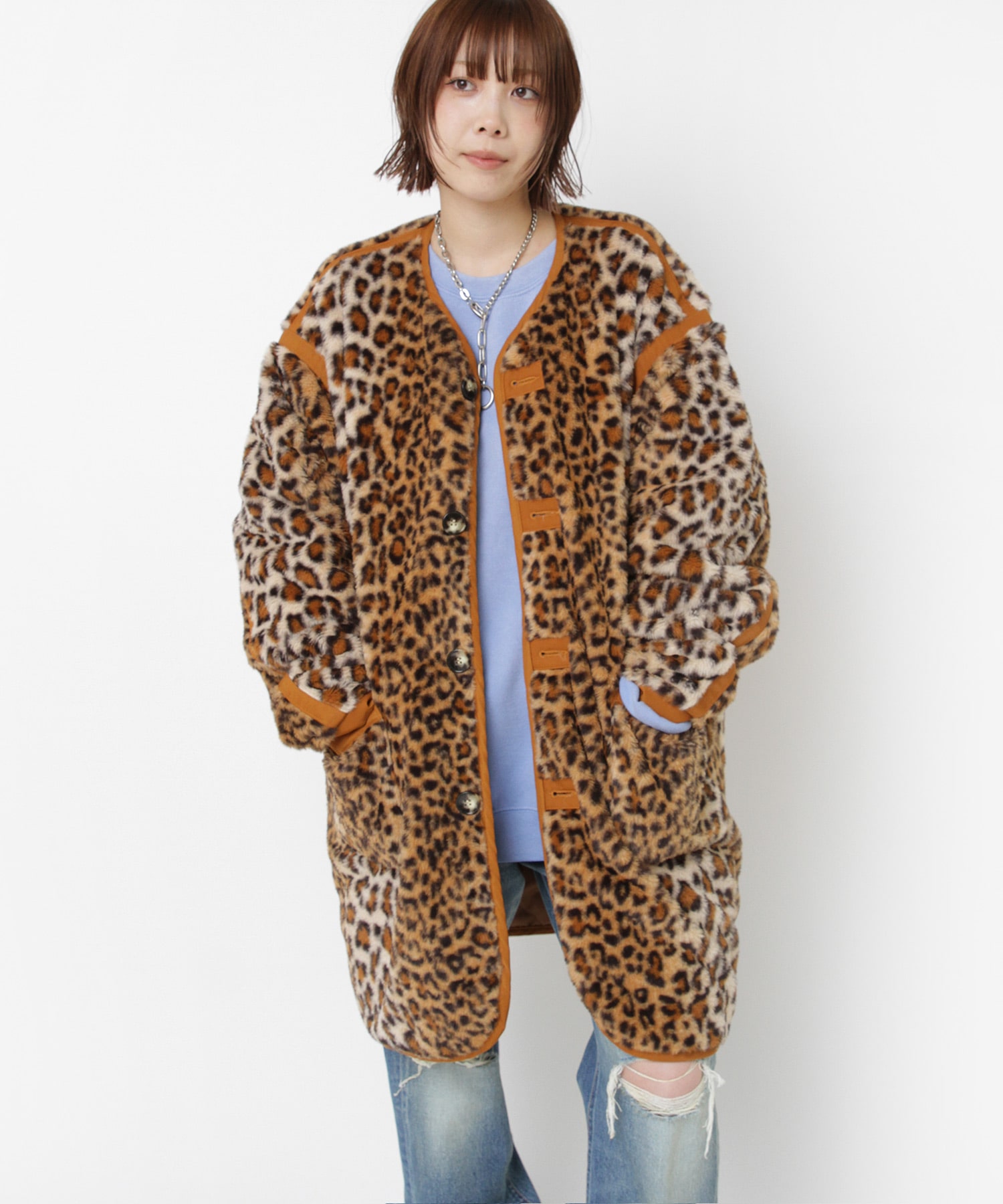 C0788 アニマルファーコート(M アイボリーレオパード): アウター - RNA