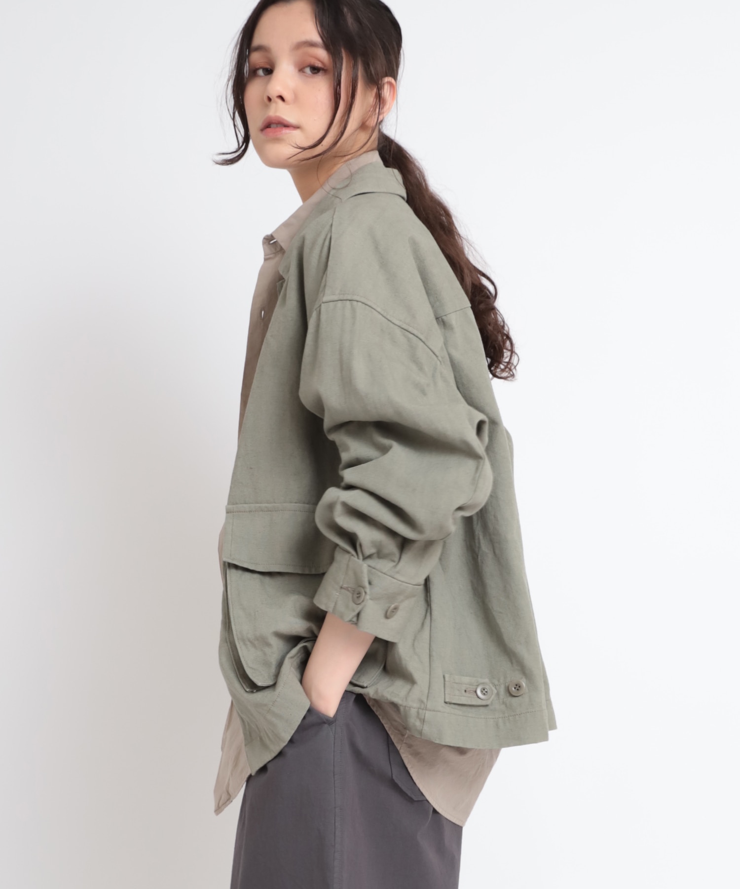 J2016 綿麻ルーズオックスジャケット(M ナチュラル): アウター - RNA