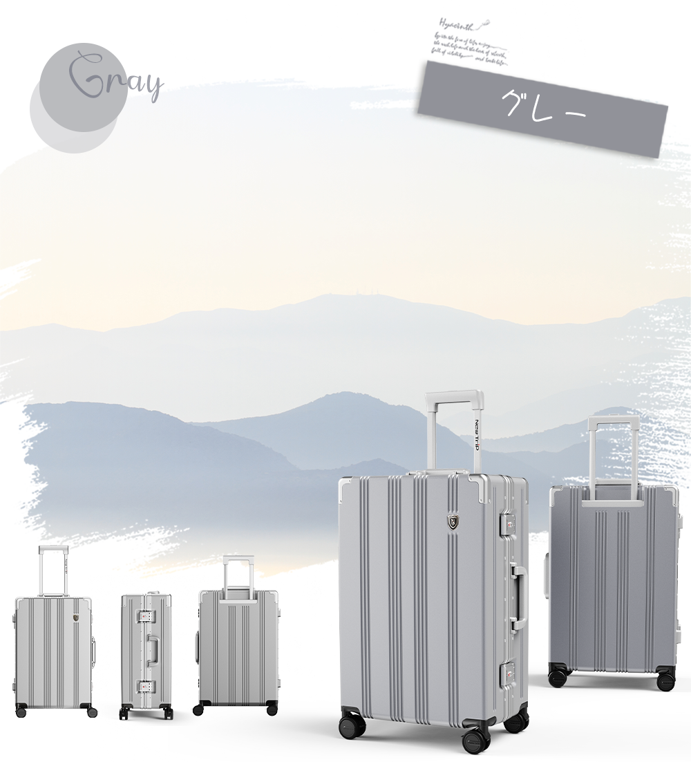 1101 耐衝撃アルミフレームスーツケース 静音キャスター・ブレーキ機能