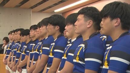 34年連続出場 石見智翠館ラグビー部 花園での活躍期待し市民壮行会