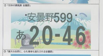アルプスの山並みと道祖神 安曇野ご当地ナンバーのデザイン案が決定