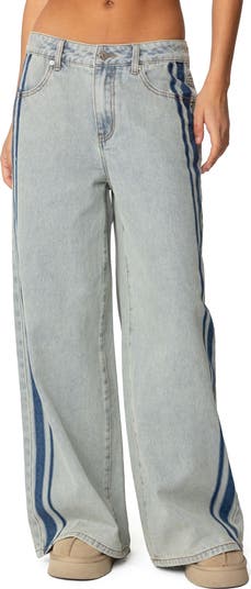 EDIKTED Side Stripe Wide Leg Jeans | Nordstrom
