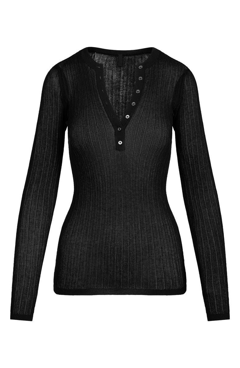 SKIMS Sheer Knit Long Sleeve Henley | Nordstrom