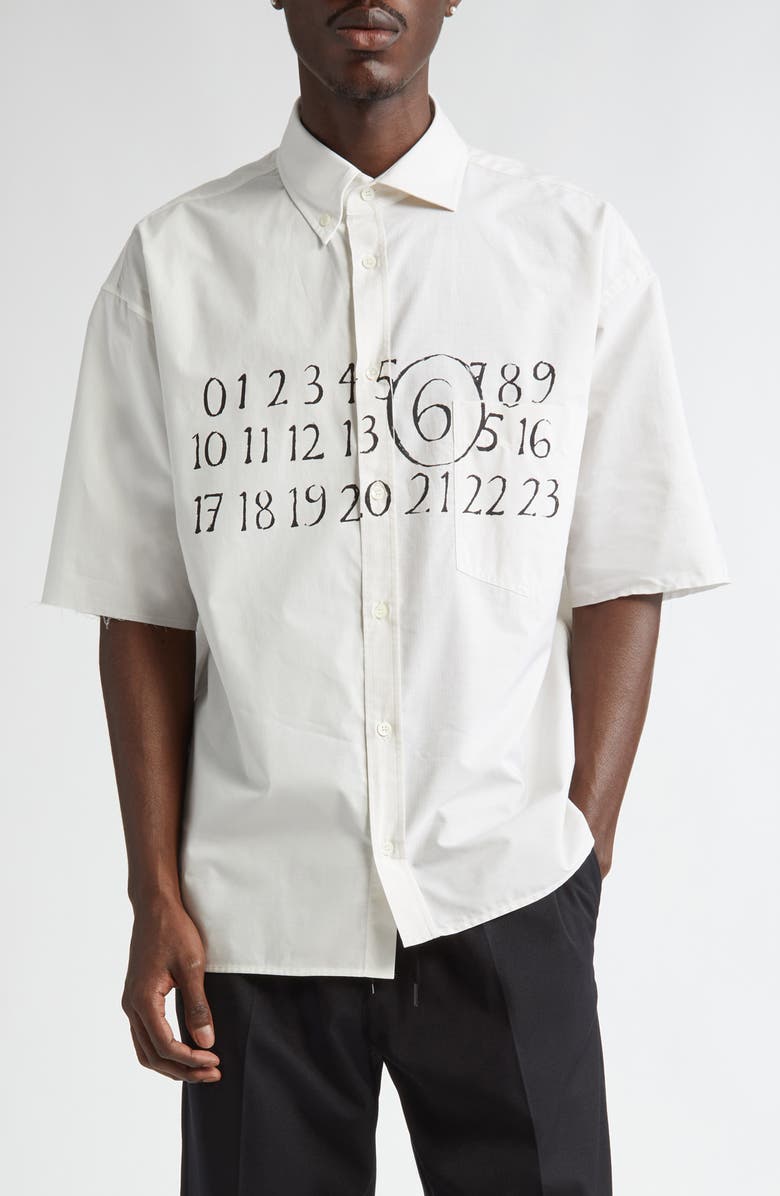 MM6 Maison Margiela Numeric Motif Asymmetric Cotton Poplin Shirt