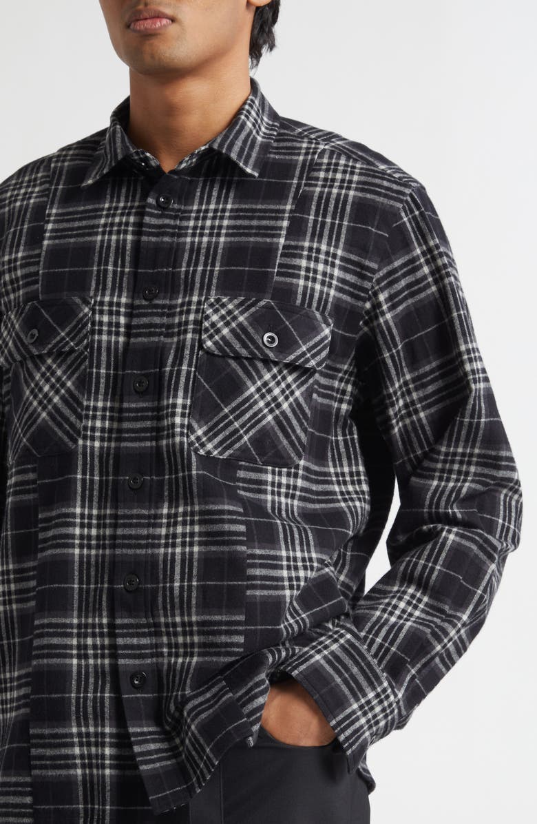 Sacai Plaid Cotton Flannel Button-Up Shirt | Nordstrom
