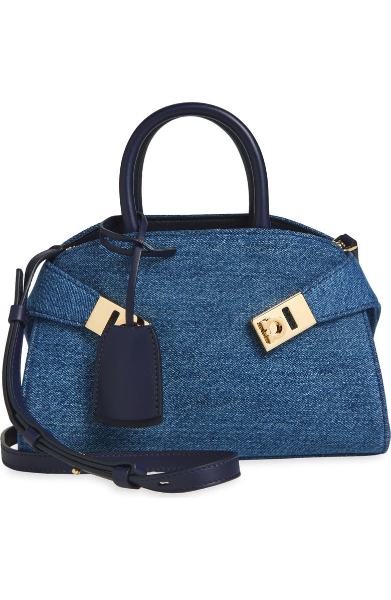 FERRAGAMO Mini Hug Denim Top Handle Bag | Nordstrom