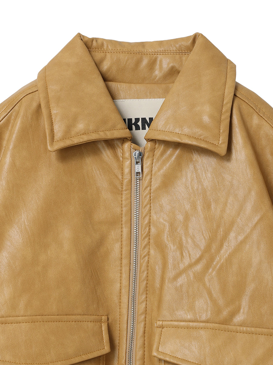 synthetic leather padded jacket – NKNIT