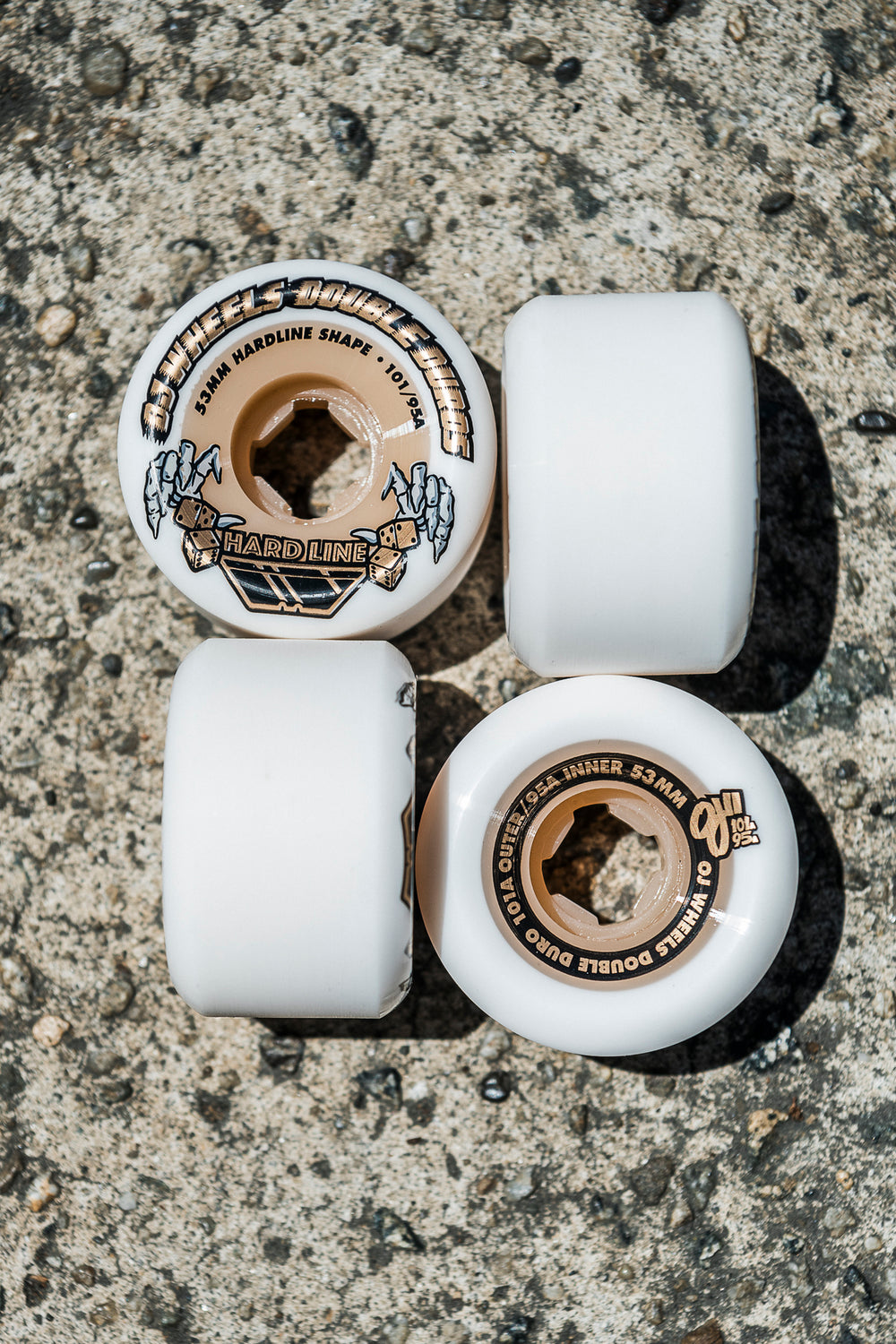 53mm /101-95A Hardline White Gum | Double Duro | OJ Skateboard Wheels