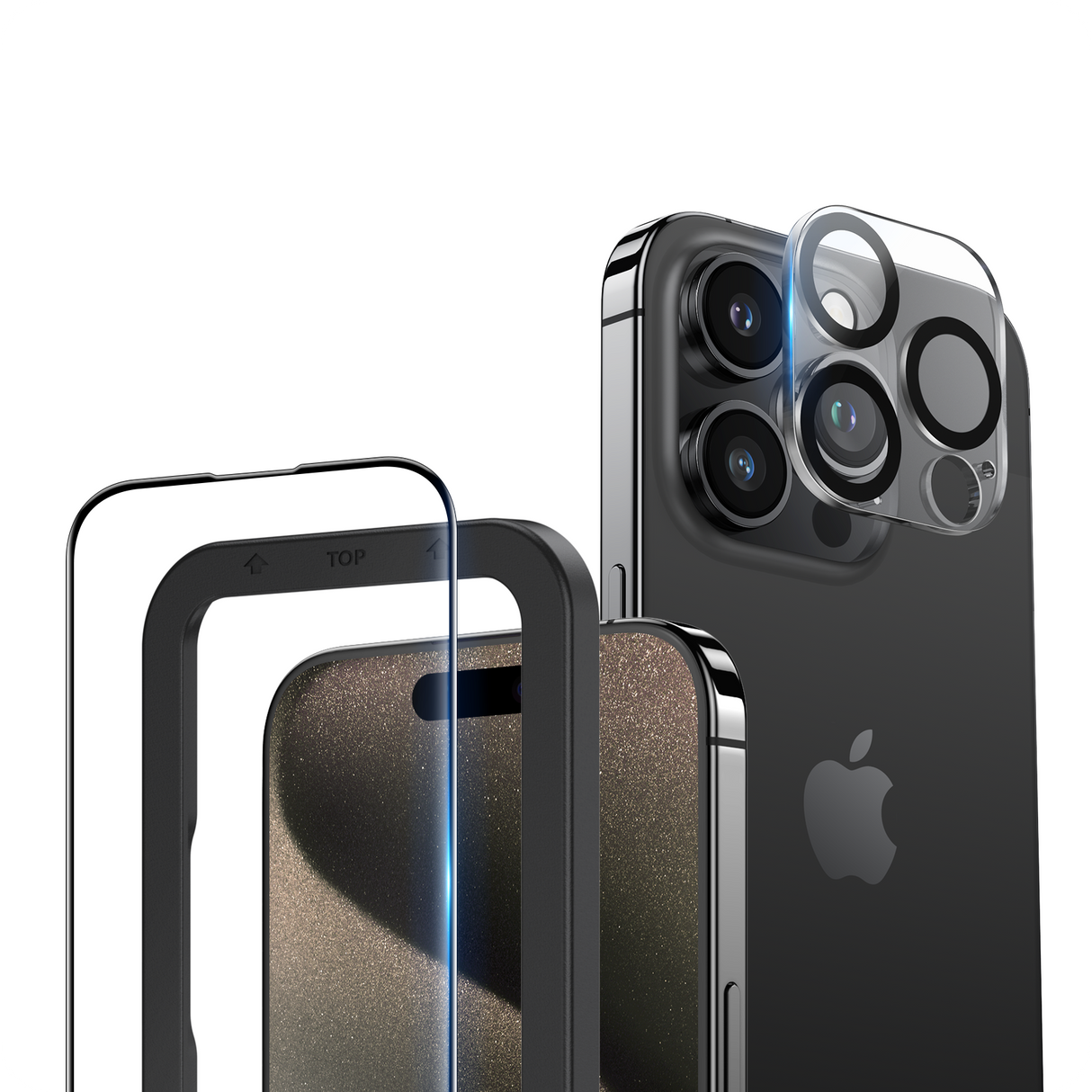 NIMASO iPhone 15/Plus/Pro/Pro Max用 ガラスフィルム + カメラ