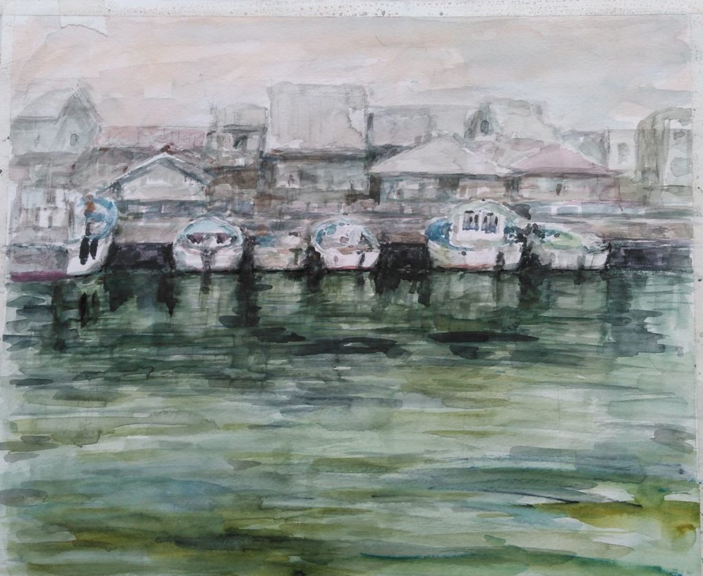 スケッチ会｜大阪市｜此花区｜伝法漁港｜2020年10月｜風景画・作品