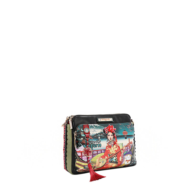 Akiko La Belleza Crossbody with 3 Compartments, Embellished with