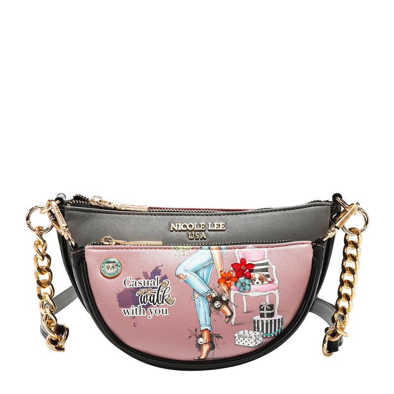 Fatima 2 Piece Crossbody Bag, Zip Pouch, Adjustable Crossbody