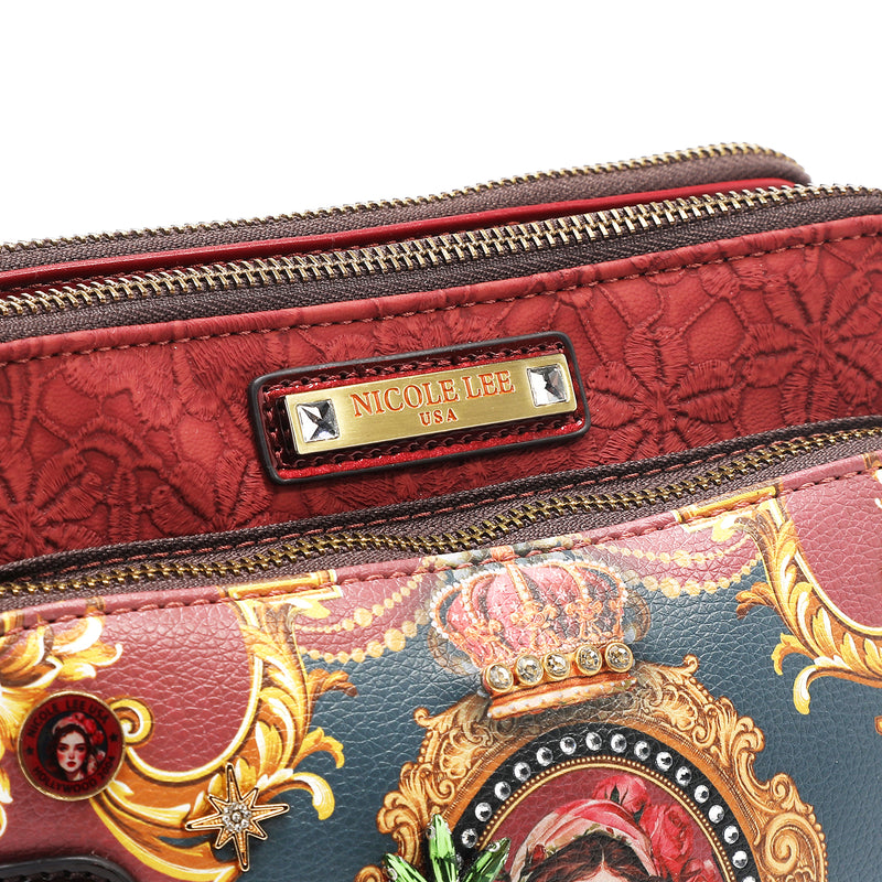 The Queen Crossbody Embellished with Three compartments, Stones