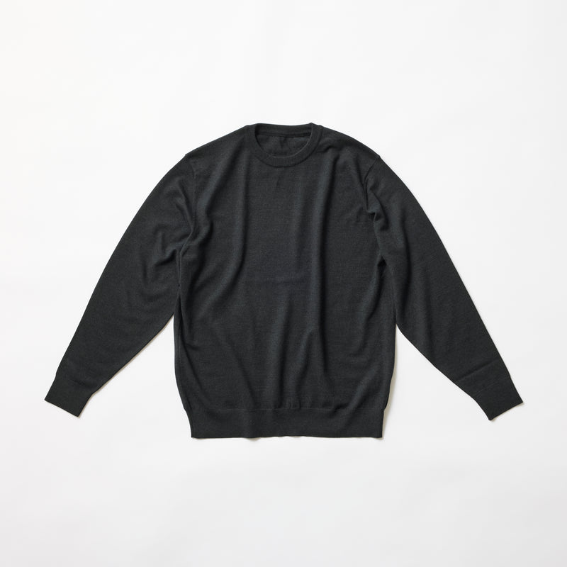 ウルトラファインメリノウール100%クルーネックセーター 15.5μ