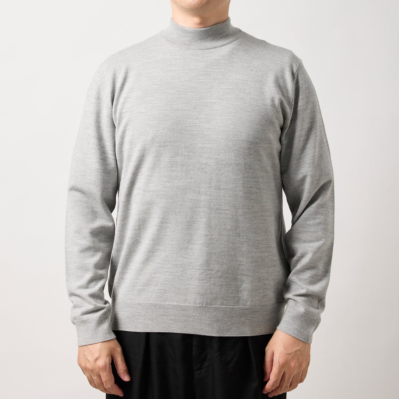 ウルトラファインメリノウール100%モックネックセーター 15.5μ