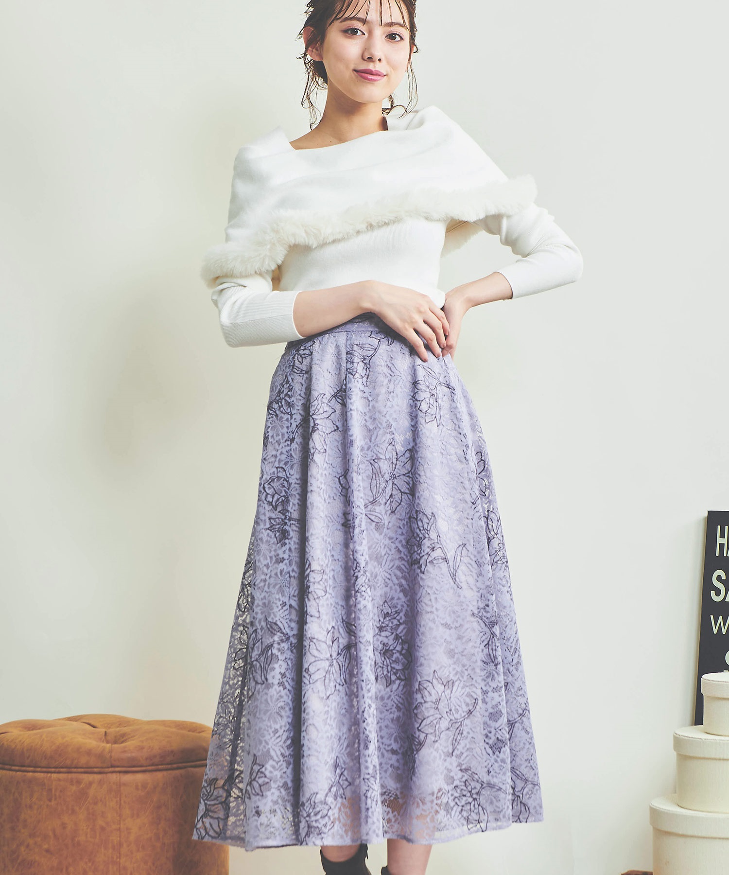 線描き刺繍レーススカート | フレアスカート | NOELA OFFICIAL WEB STORE