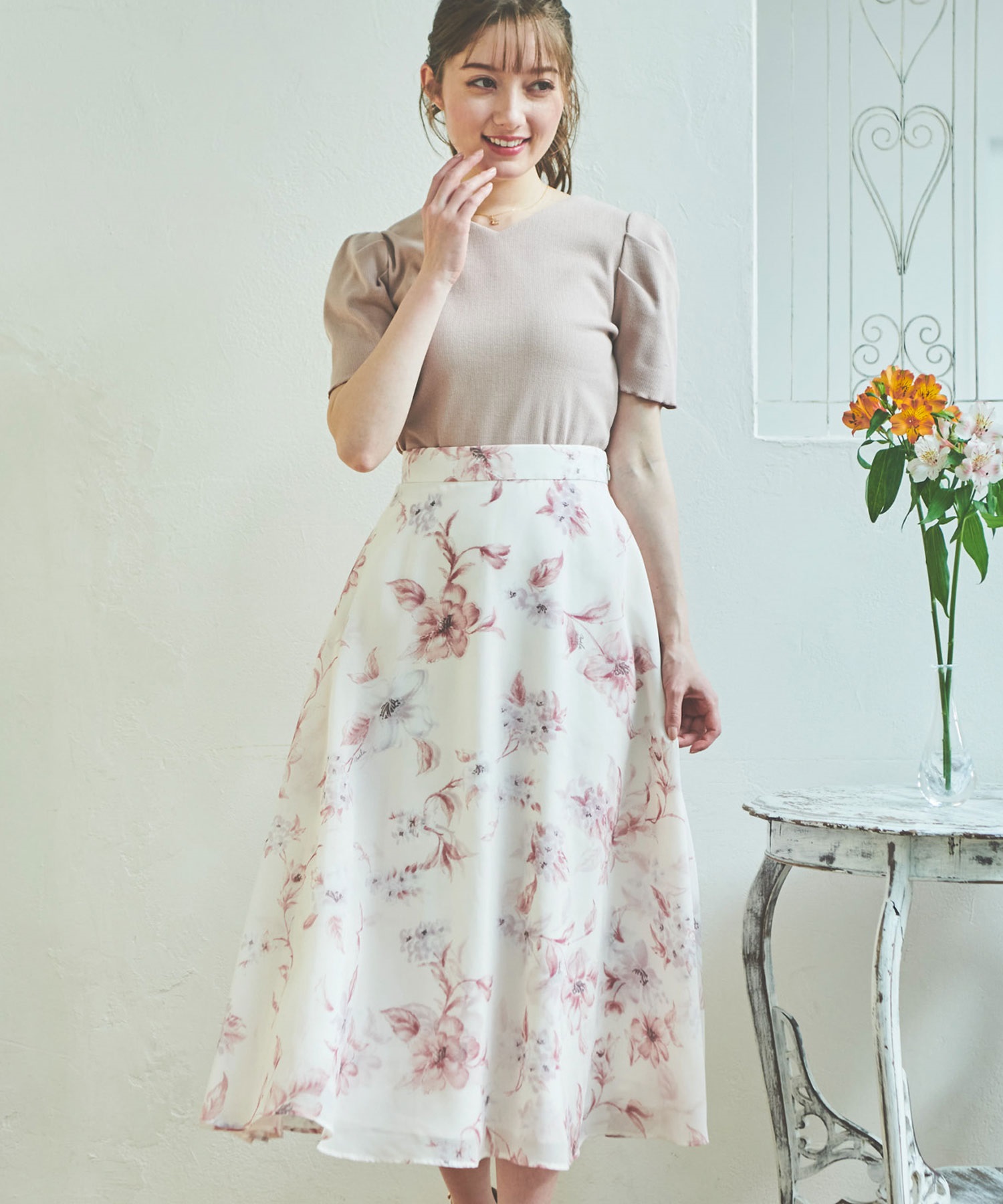 3Dフラワープリントスカート | フレアスカート | NOELA OFFICIAL WEB