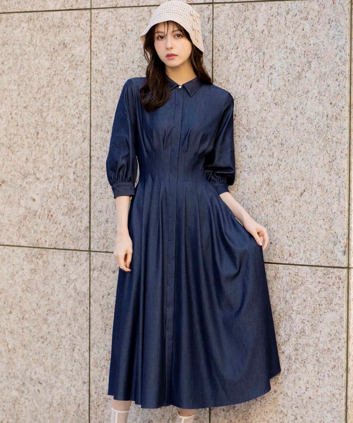 スリーブ刺繍タックシャツワンピ | ロングワンピース | NOELA OFFICIAL