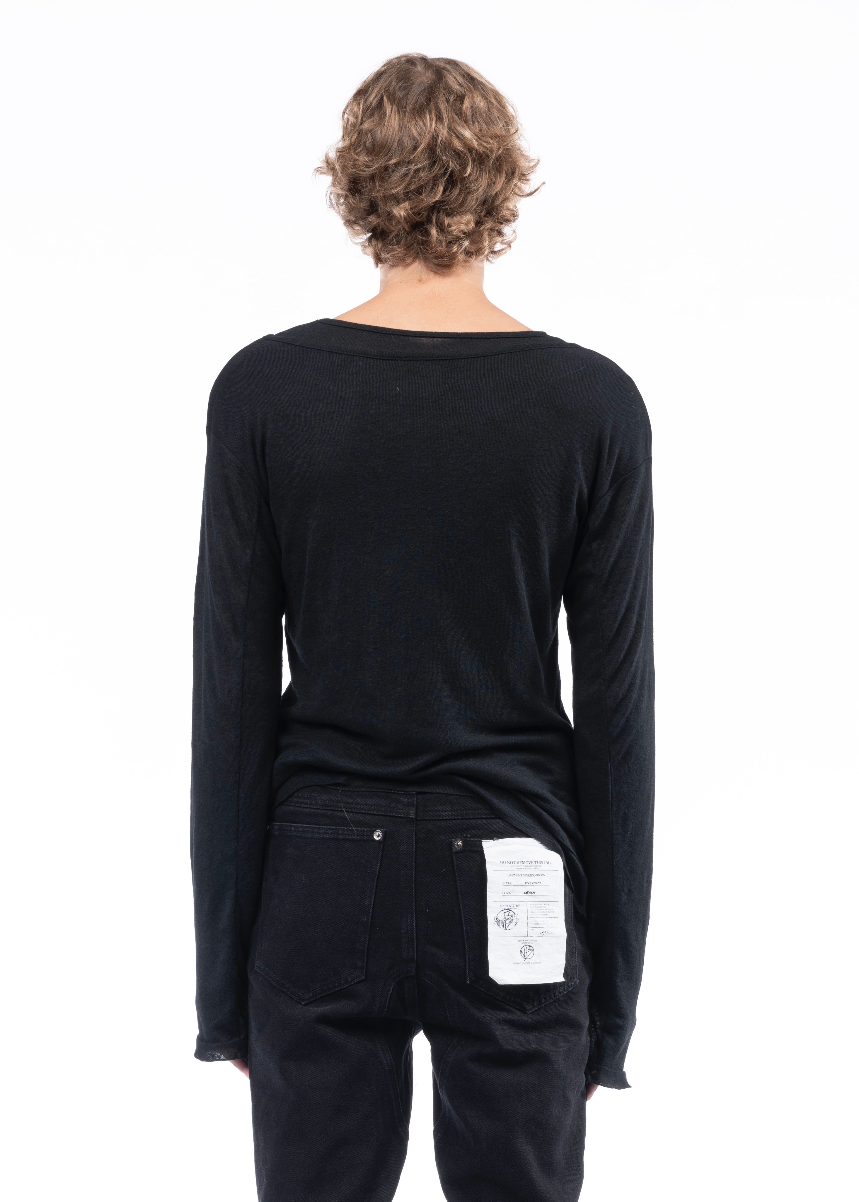 DOUBLE-LAYERED ORGANIC COTTON LONGSLEEVE BLACK – NO/FAITH STUDIOS