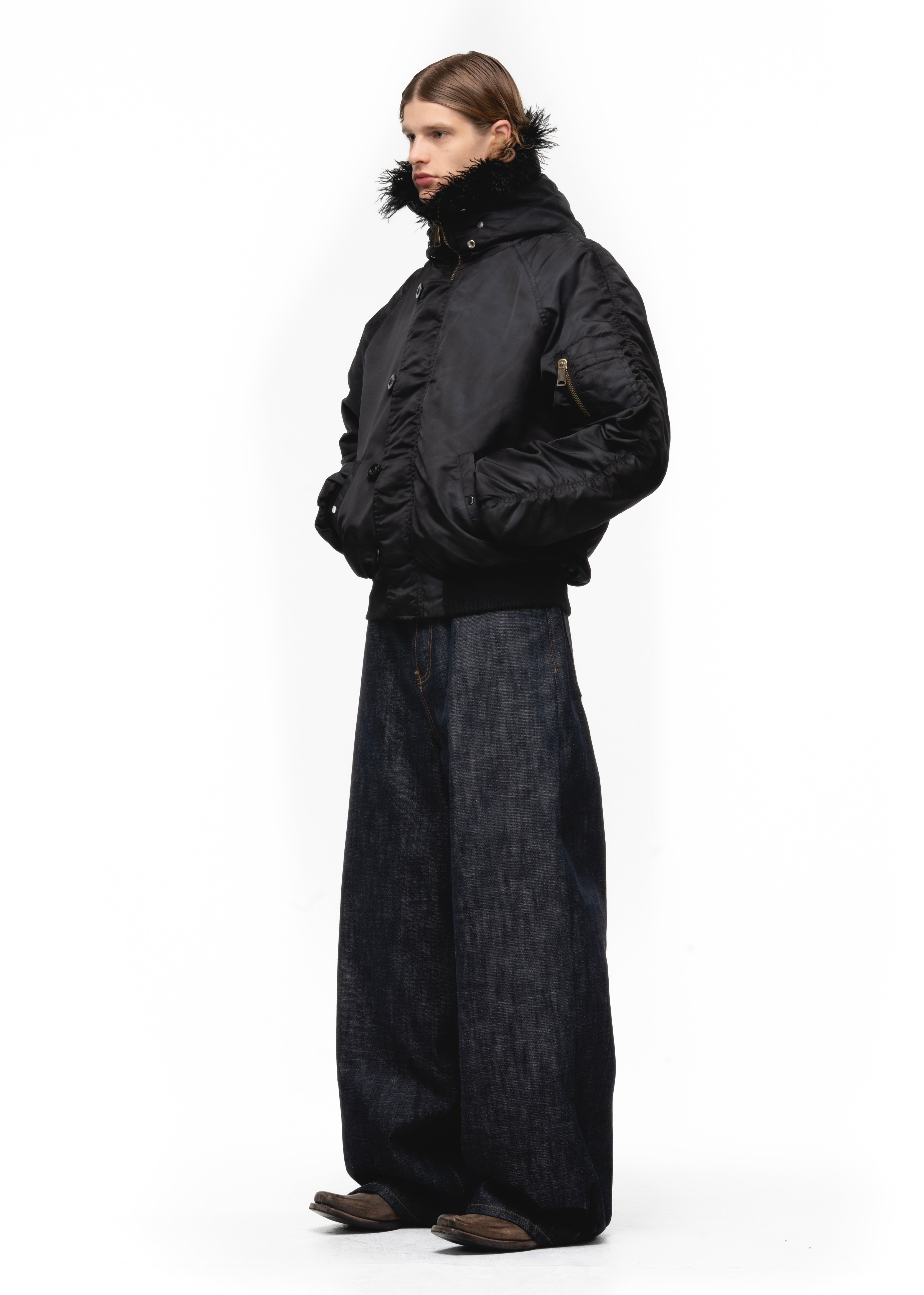 ASTRO FUR BOMBER JACKET BLACK – NO/FAITH STUDIOS