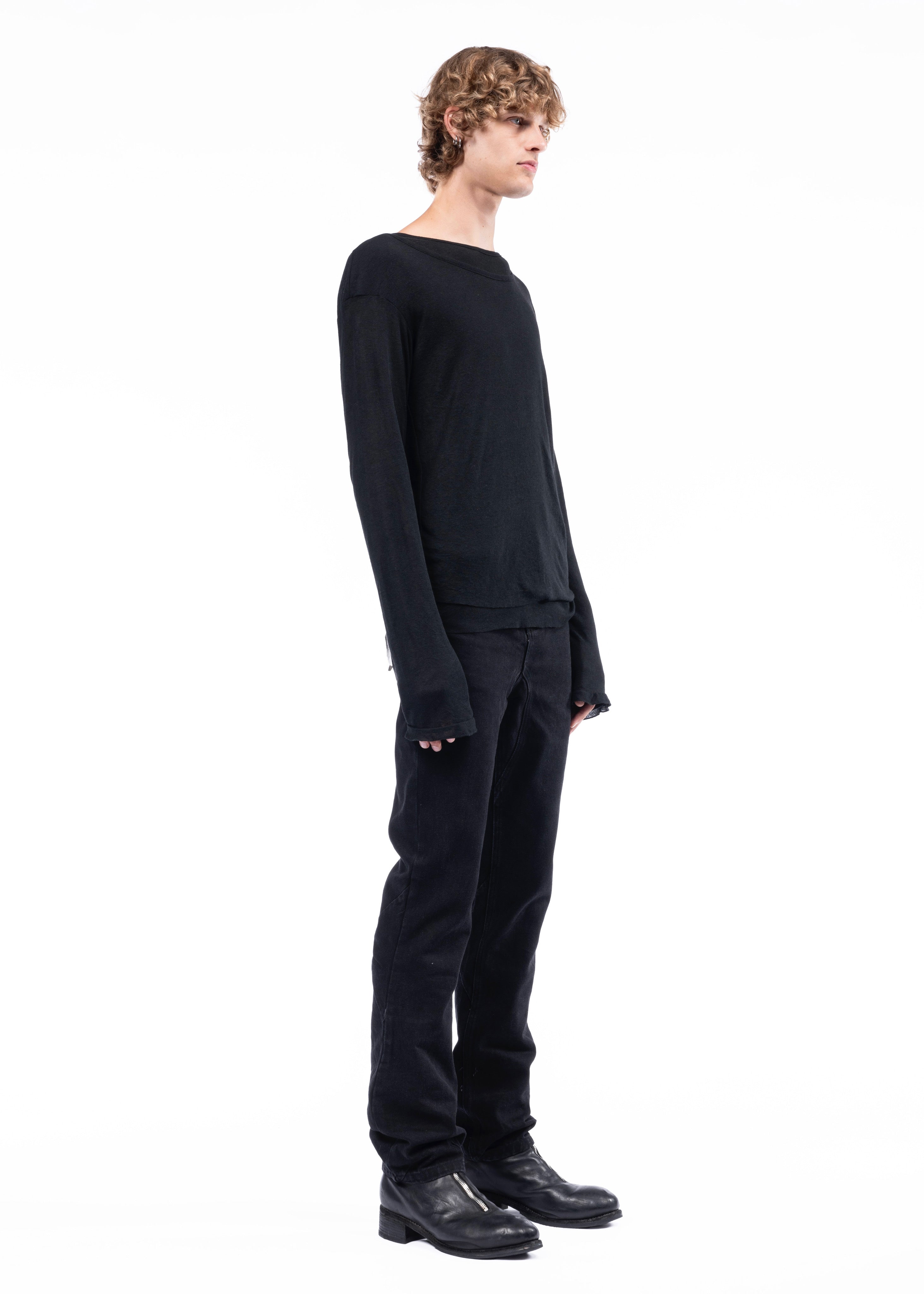 DOUBLE-LAYERED ORGANIC COTTON LONGSLEEVE BLACK – NO/FAITH STUDIOS