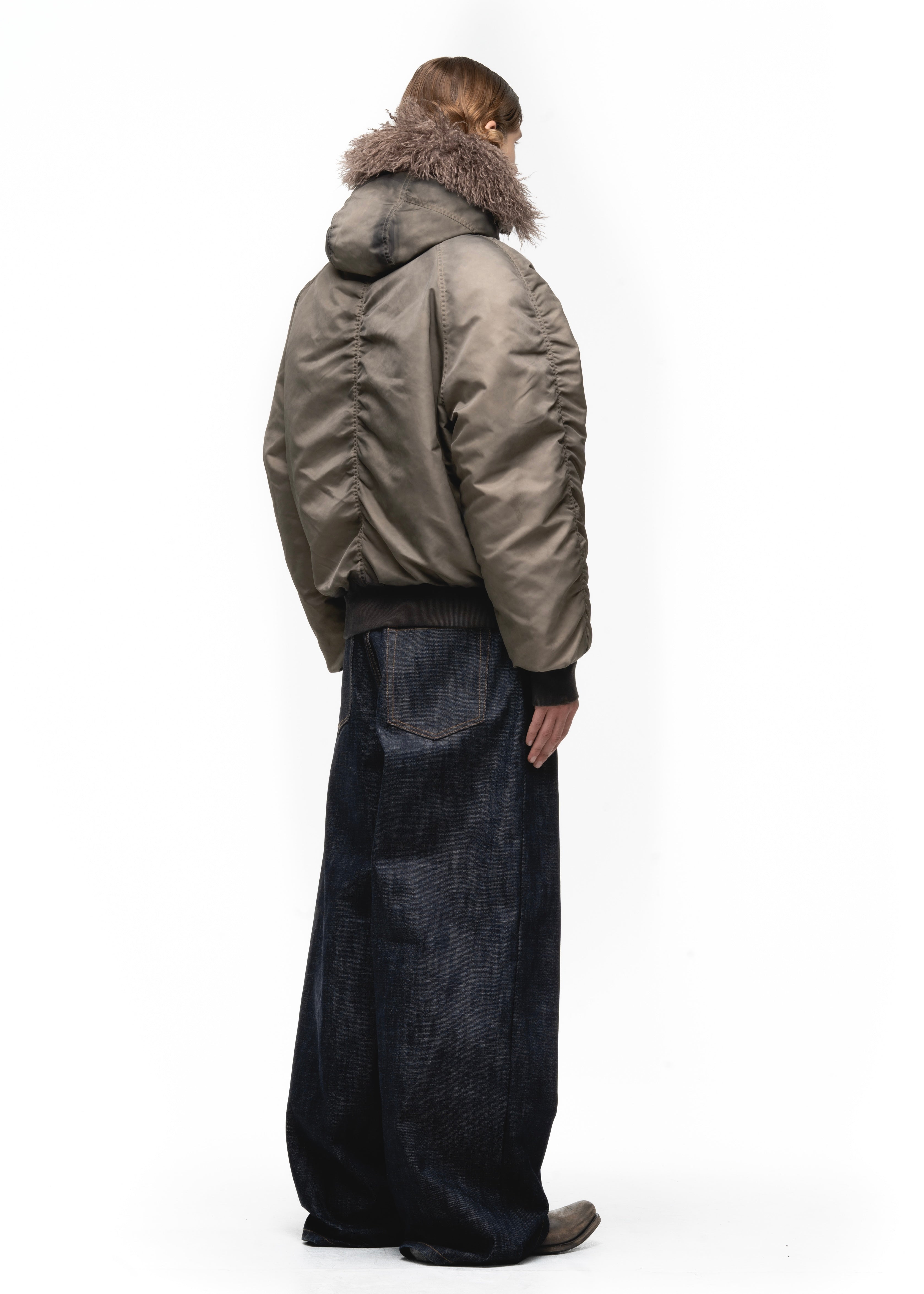 ASTRO FUR BOMBER JACKET USED BEIGE – NO/FAITH STUDIOS