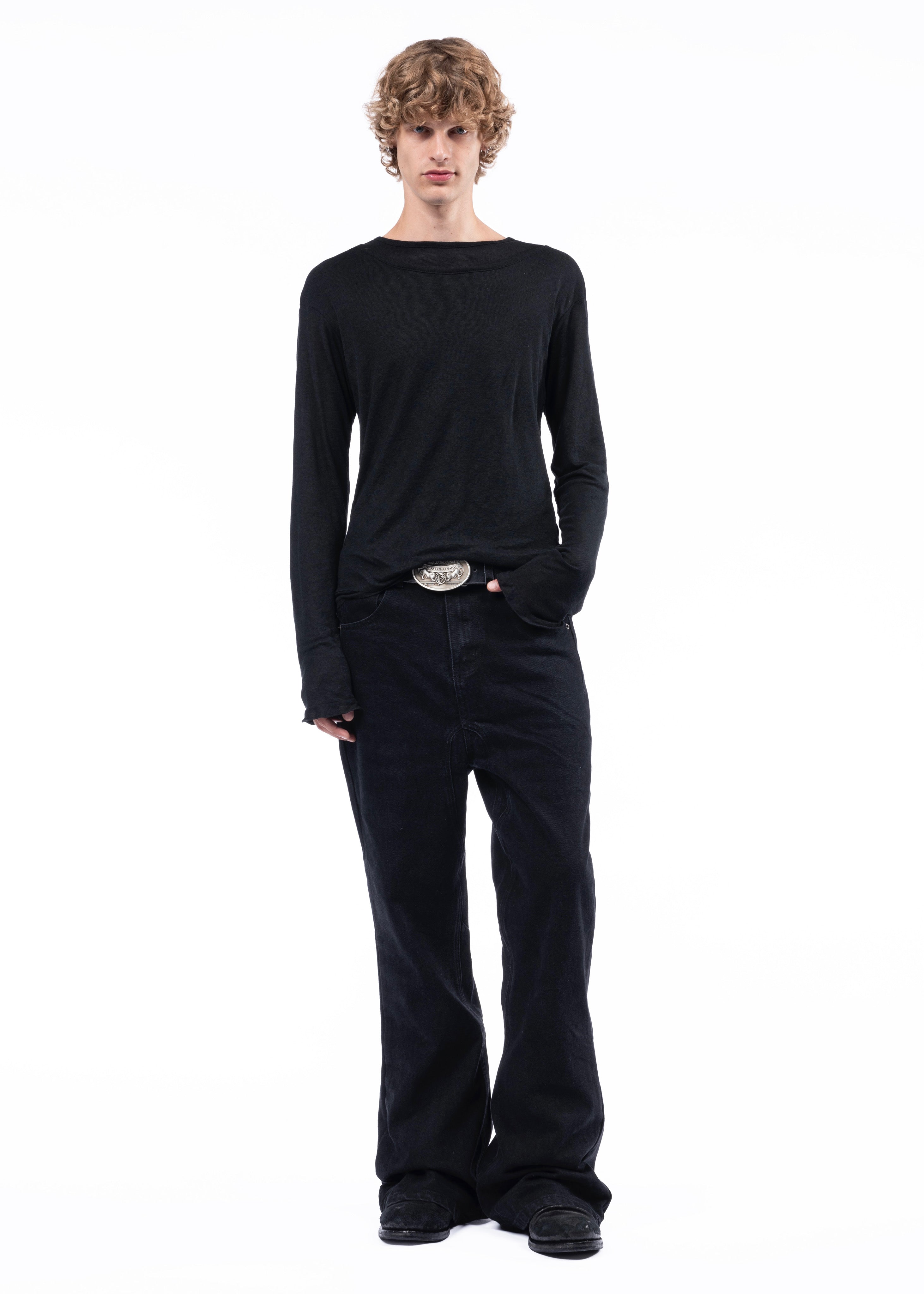 DOUBLE-LAYERED ORGANIC COTTON LONGSLEEVE BLACK – NO/FAITH STUDIOS