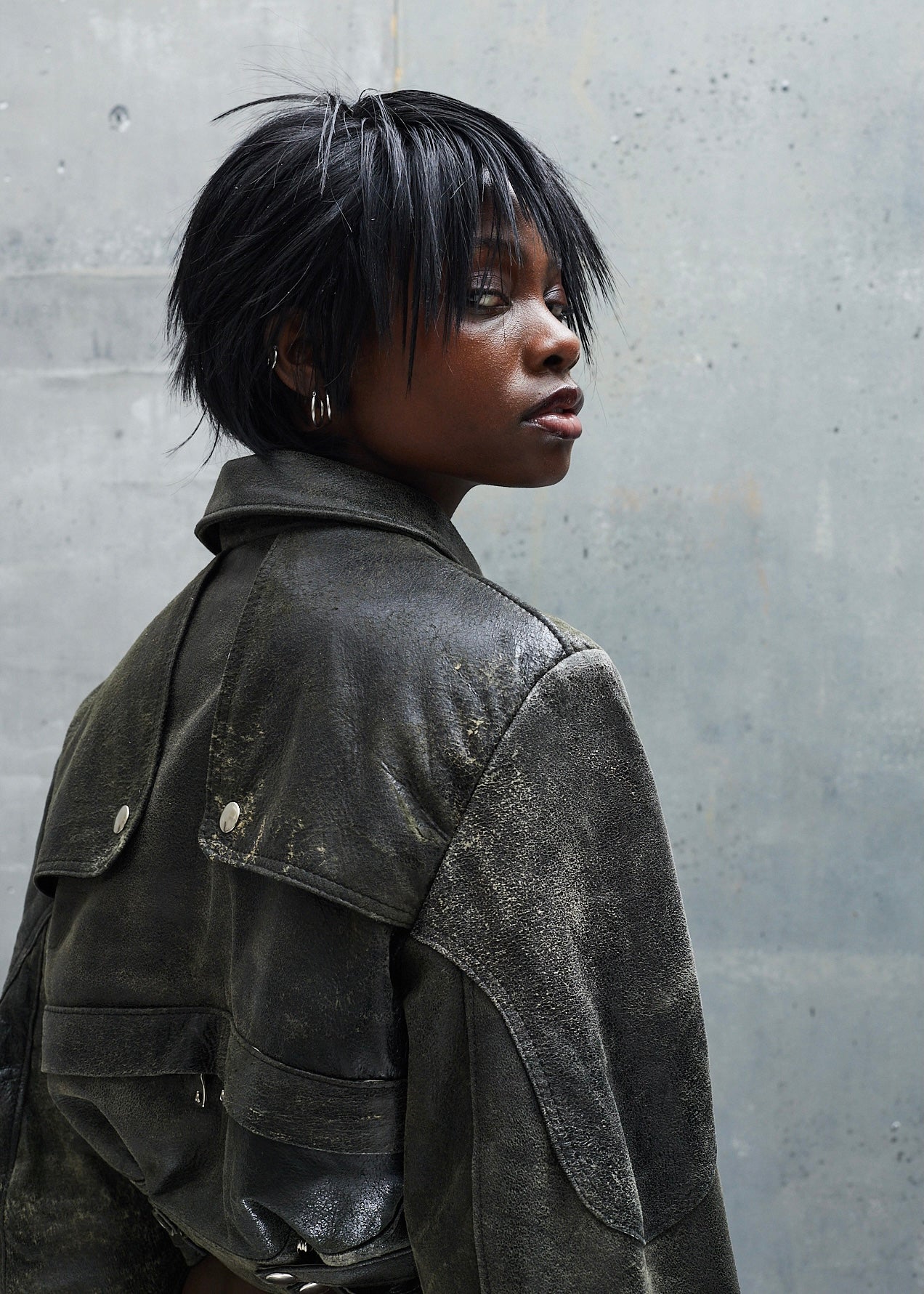 SNAKE ZIP CROPPED JACKED USED GREEN – NO/FAITH STUDIOS