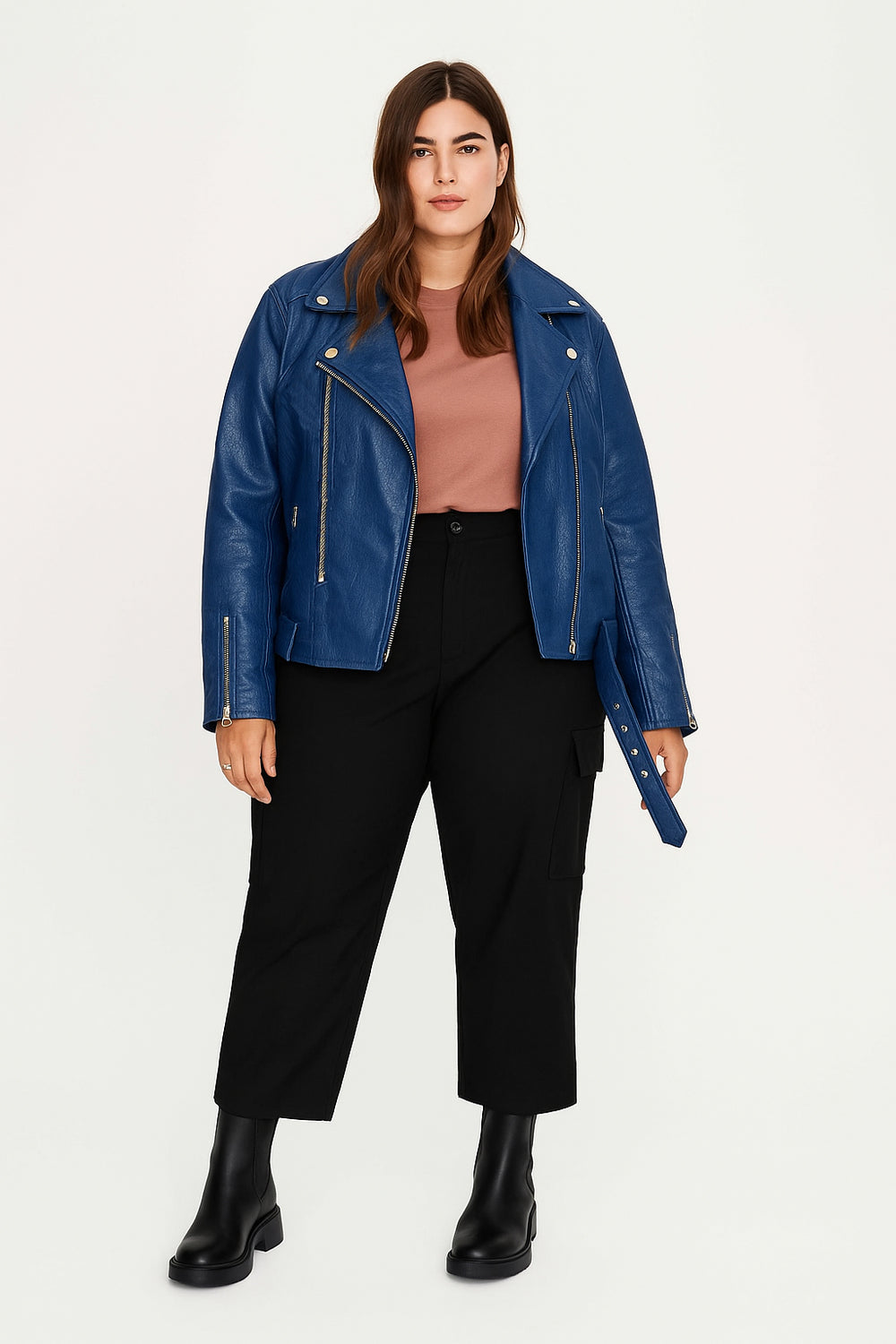 Meghan-X Plus Cropped Vegan Leather Coat | Noize