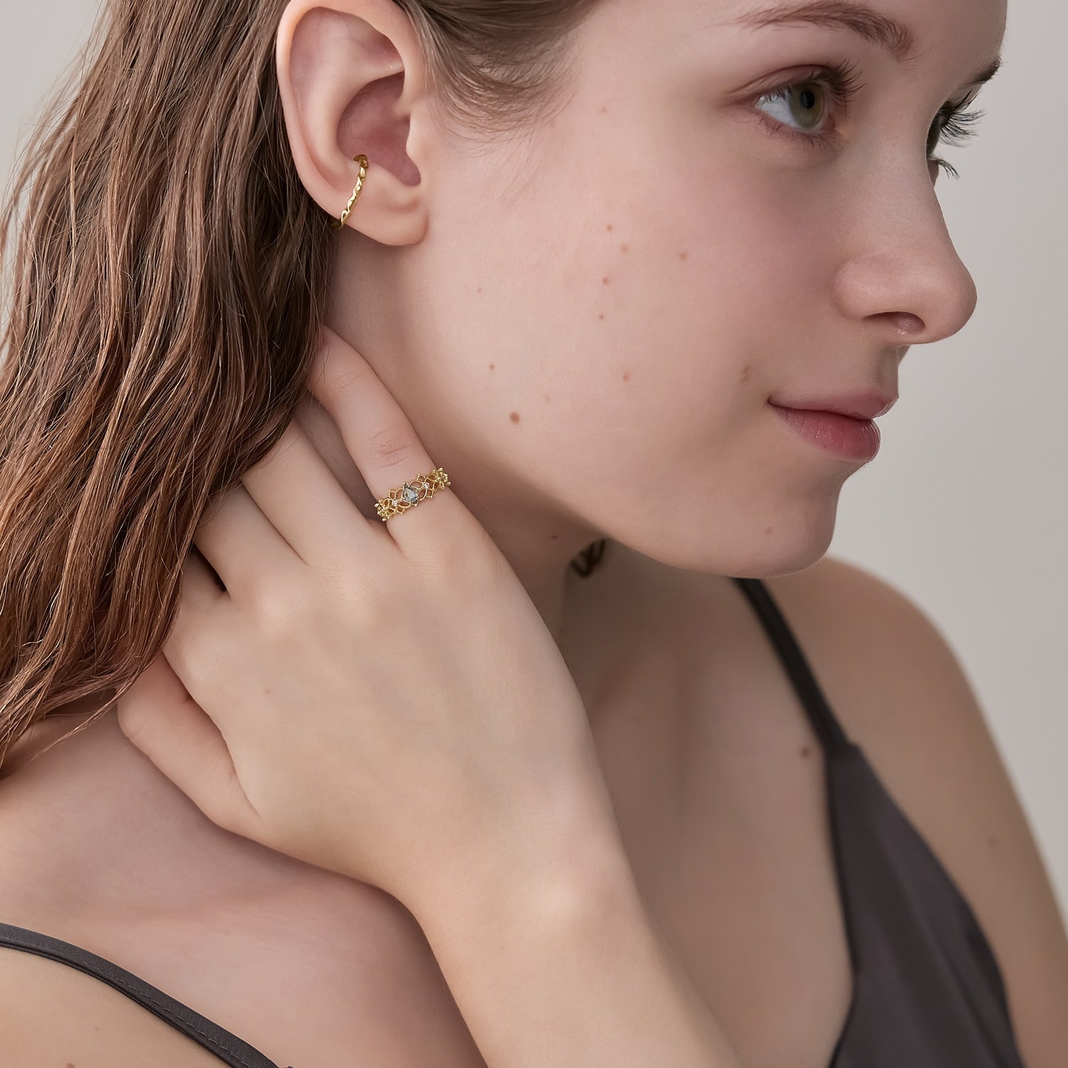 Pocket Ring】K10ラブラドライトピンキーリング｜ピンキーリング