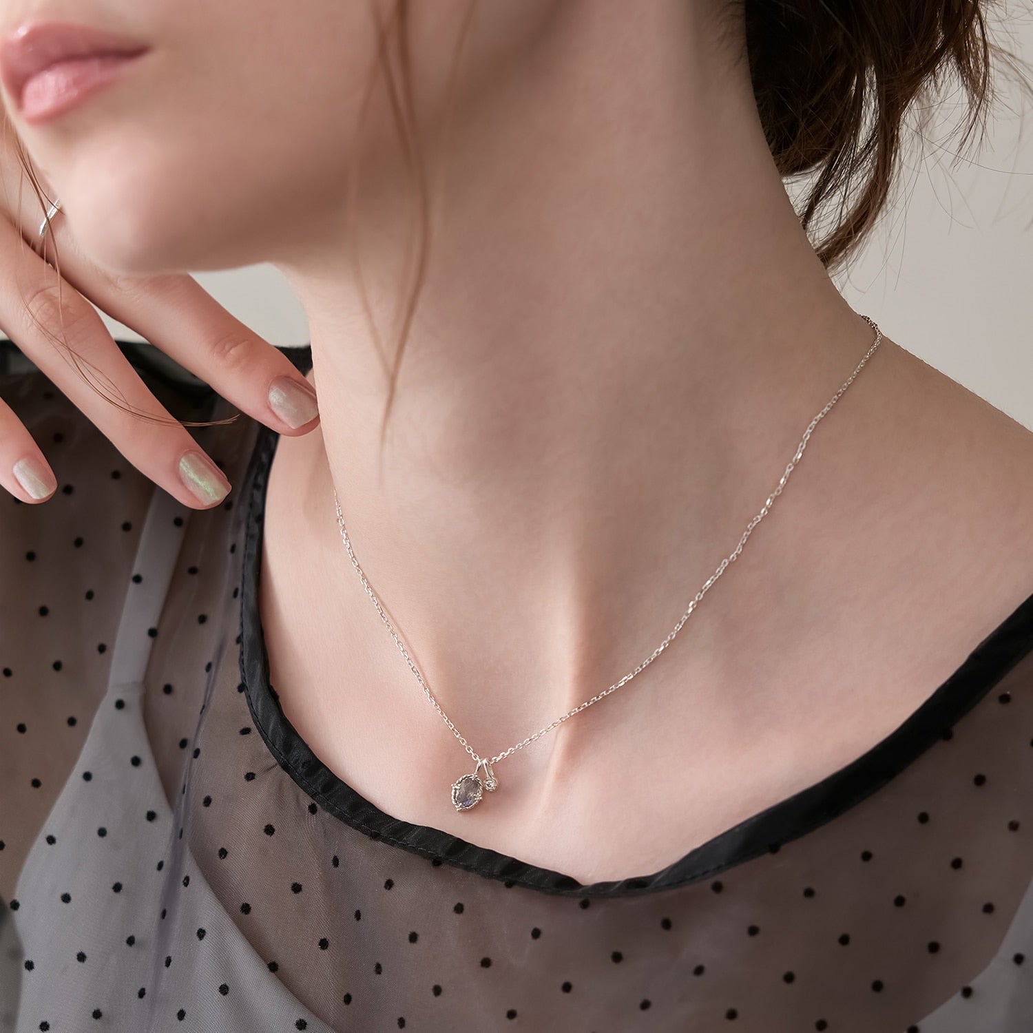 Limited Edition】シルバーチャームセットネックレス（グレー