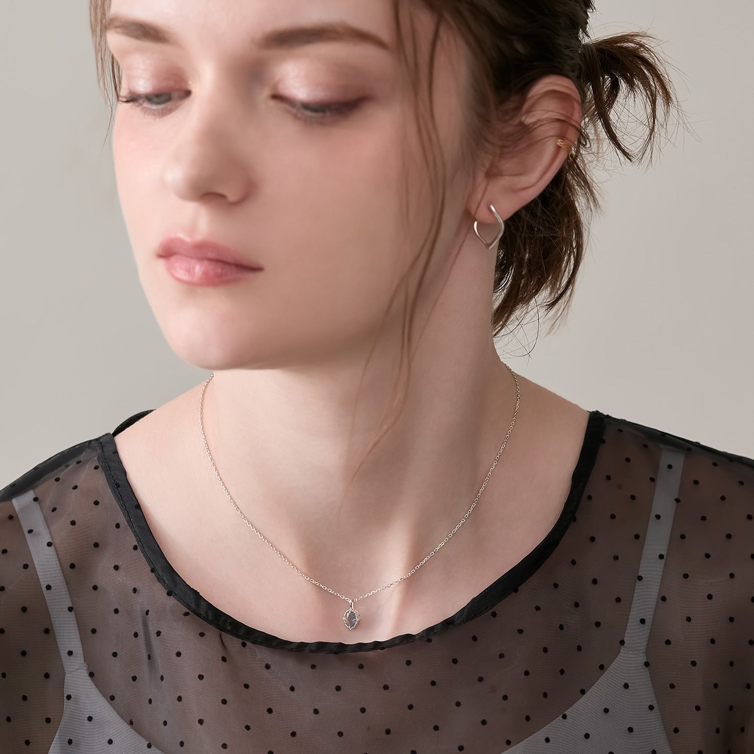 Limited Edition】シルバーチャームセットネックレス（グレー