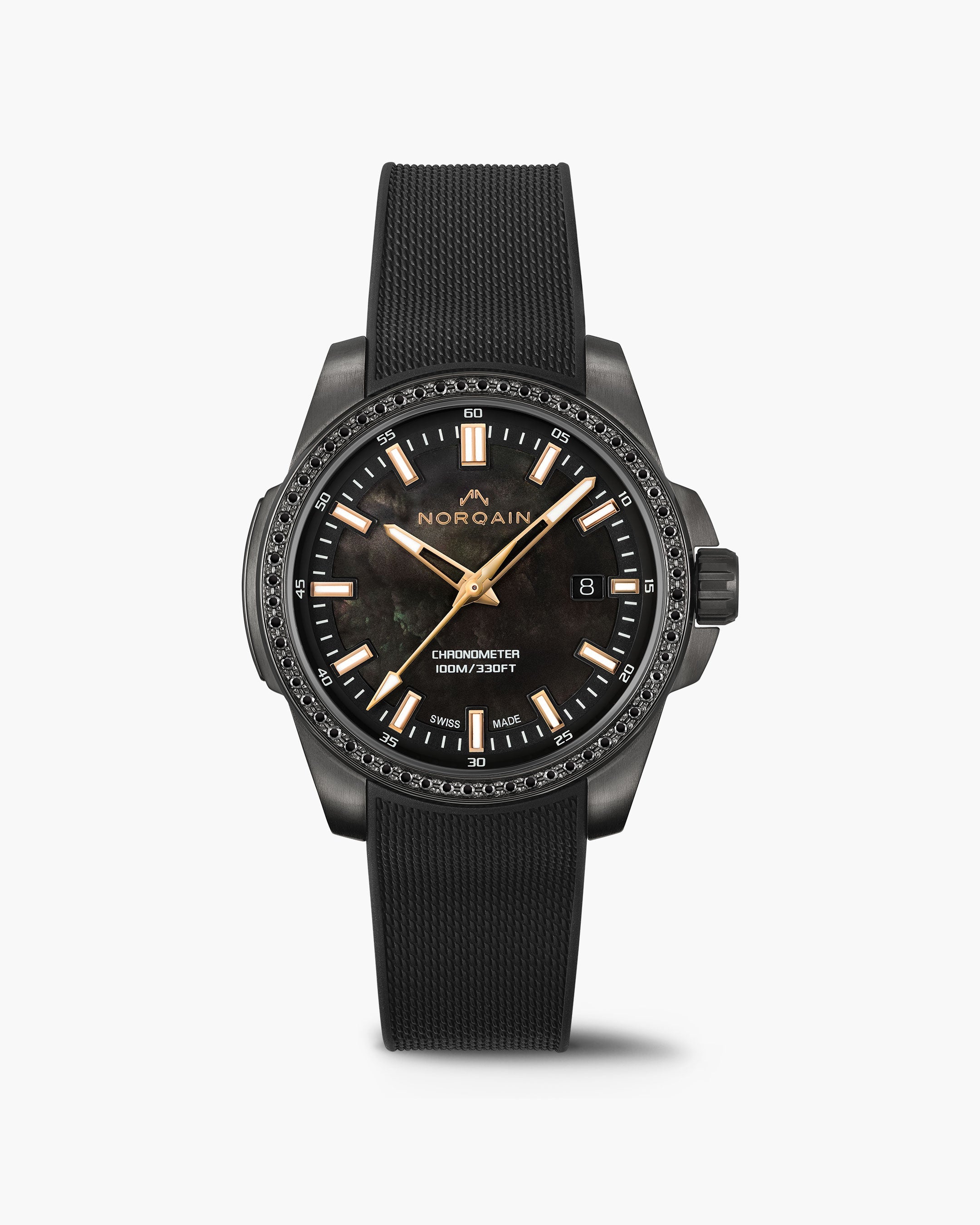 Independence 40mm Black MOP Black Diamonds | NORQAIN Swiss Made