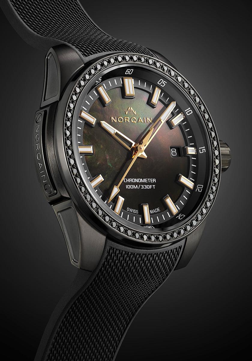 Independence 40mm Black MOP Black Diamonds | NORQAIN Swiss Made
