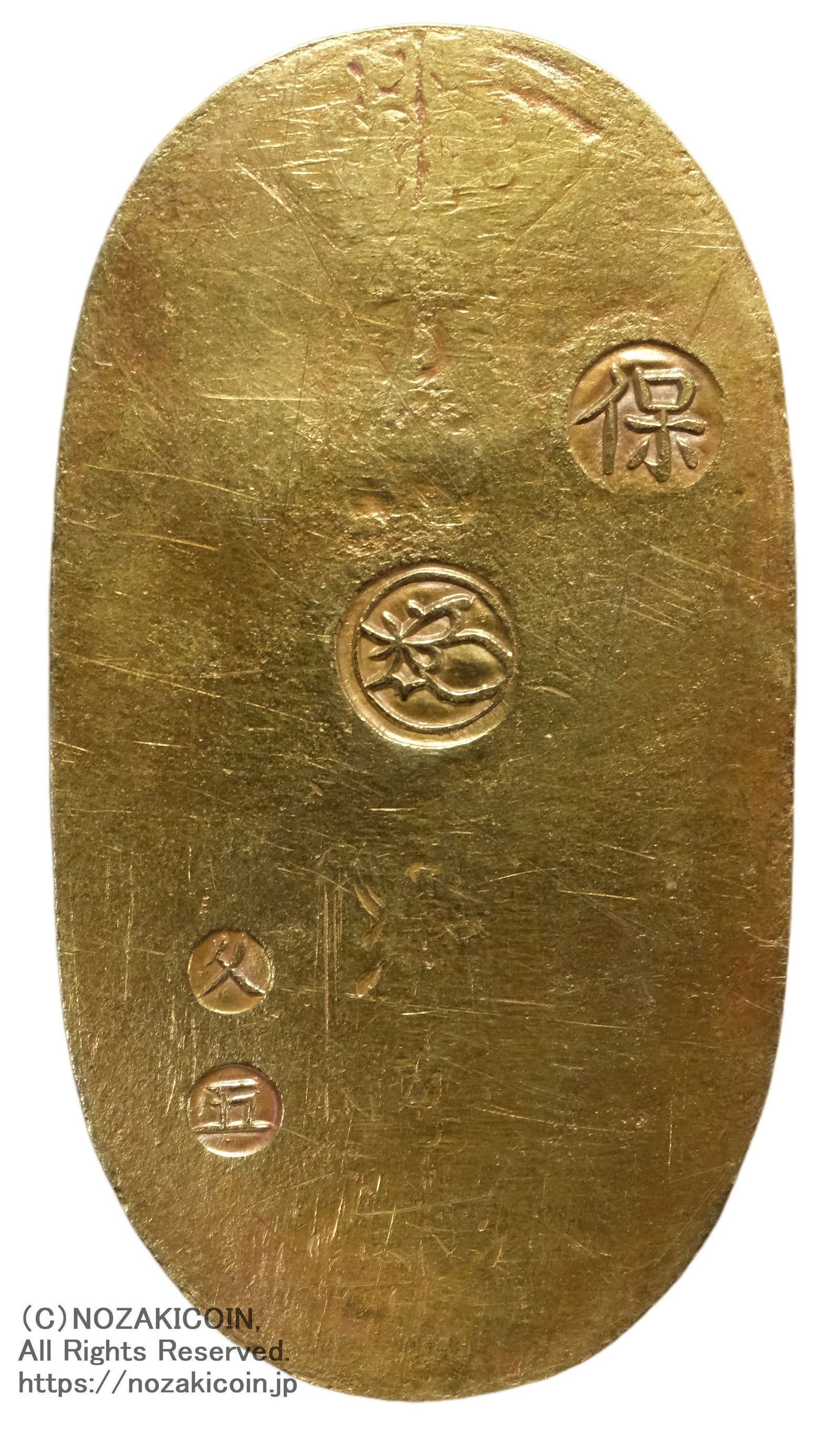 天保小判金 背刻印 久五 磨き 鑑定書付 084 – 野崎コイン