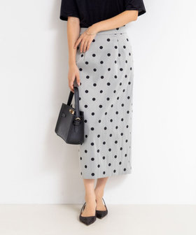 ウォッシャブルストレッチドットジャガードタイトスカート（5-0035-5