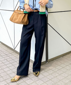 セットアップ対応》ウォッシャブルウール調セミワイドパンツ（5-0035-5