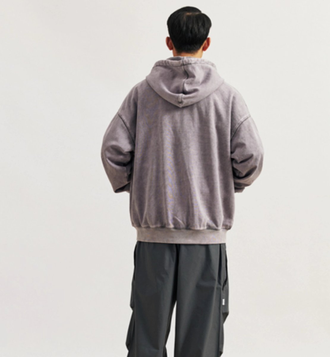 Distressed zip hoodie / Washed hoodie N3439