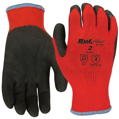 NSI Ruf-flex® 2 Black Latex Palm Coated Red Work Gloves - 30746
