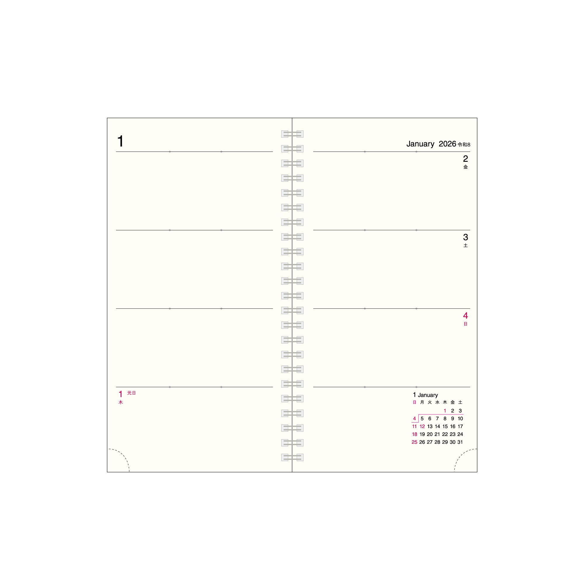 2026 NOW ON DAYS フッキングノートリフィル ウィークAダイアリー NR